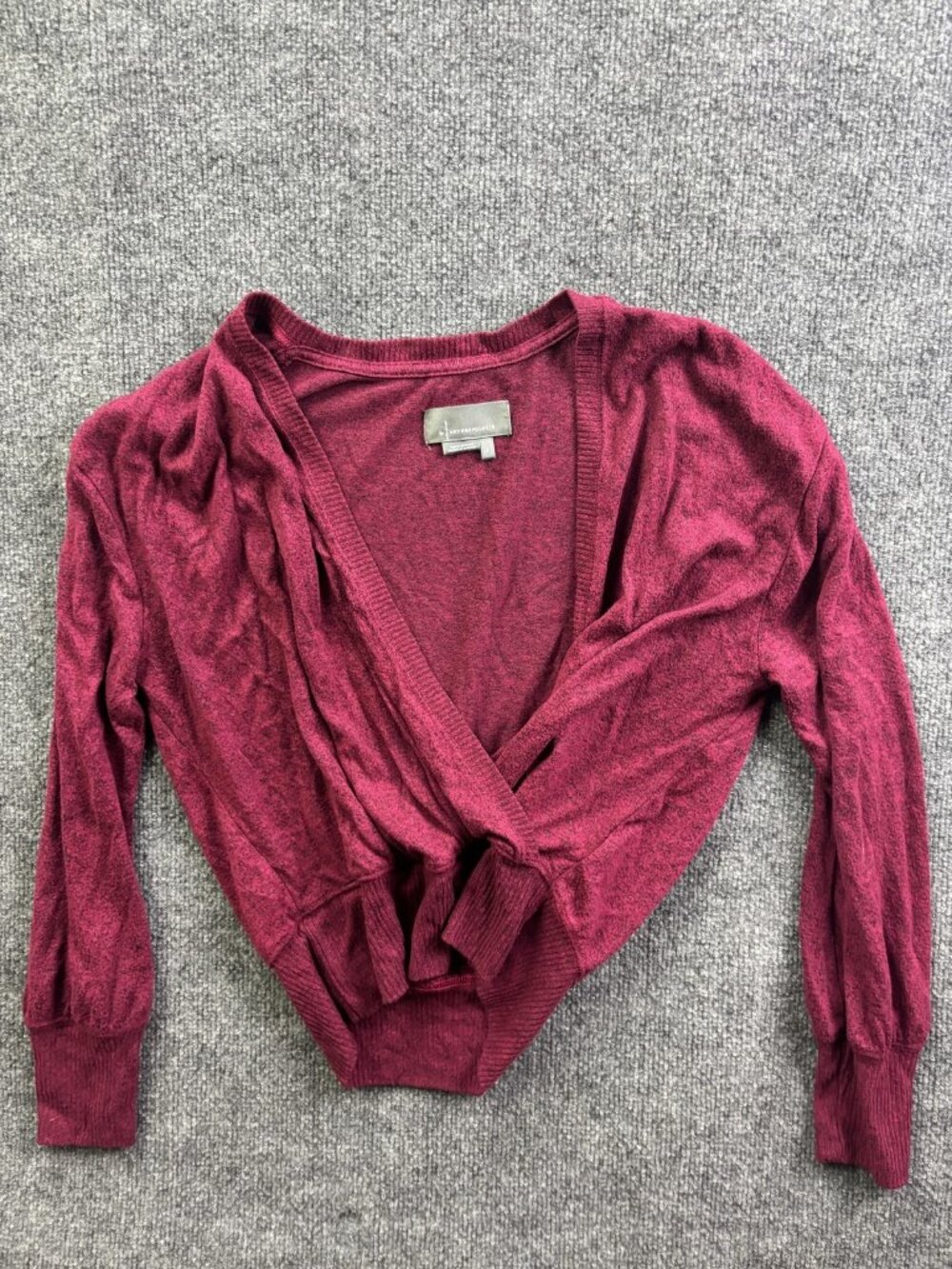 Anthropologie Sweater Womens Small Red Wrap V Neck Dolman Lightweight Knit Top